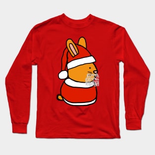 Cute Bunny Rabbit in Santa Suit at Christmas Long Sleeve T-Shirt